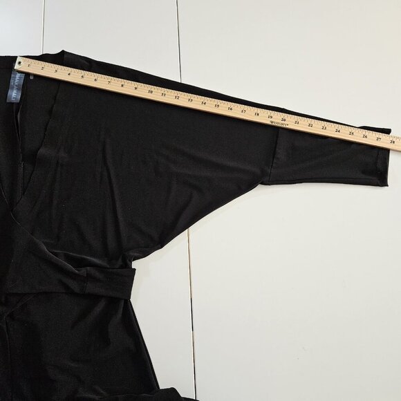 Norma Kamali Jumpsuit Women L / 40 Black Dolman LS Wrap Front Tie Waist Wide Leg - Picture 5 of 16